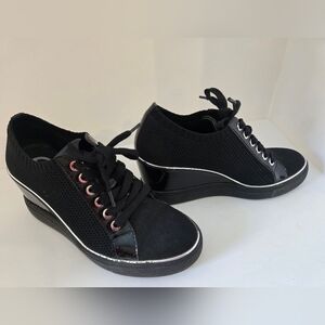 Black 3 inch wedge shoes.